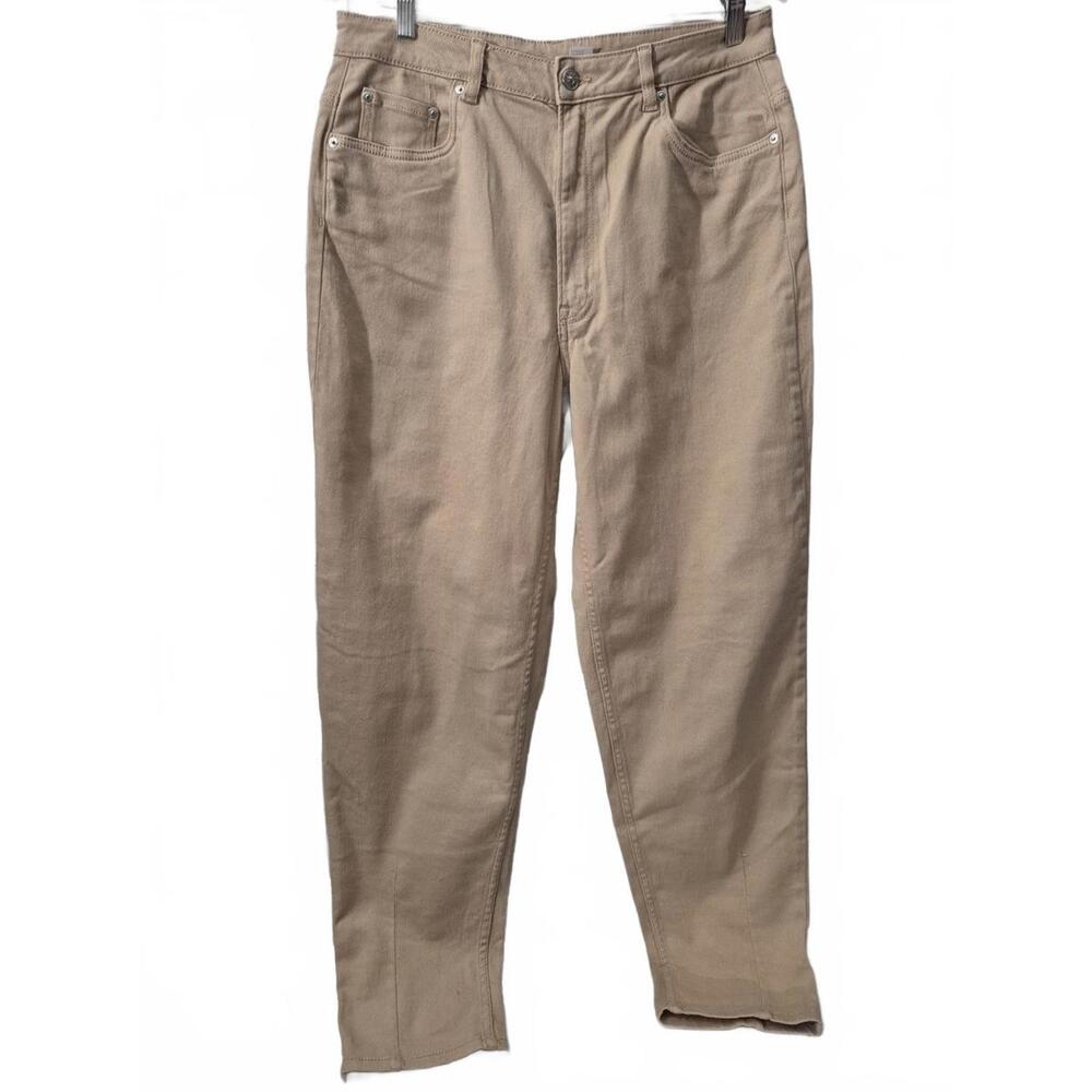Divided H&M Ladies Tan Khaki Jean Loose Fit Straight Leg Pockets Cotton Elastane